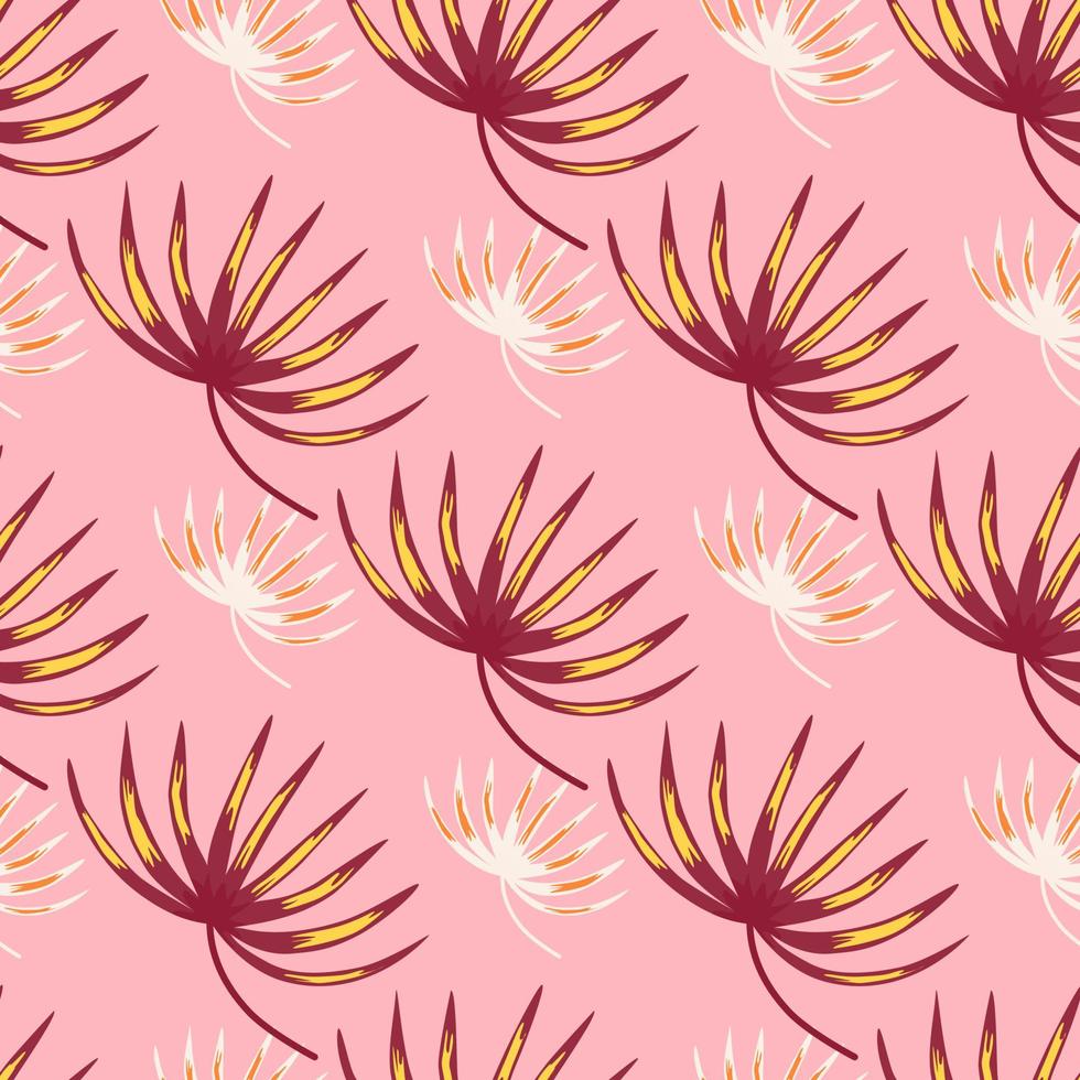 Decorative seamless pattern in pink colors with doodle botanic leaves shapes. Pastel background. vector