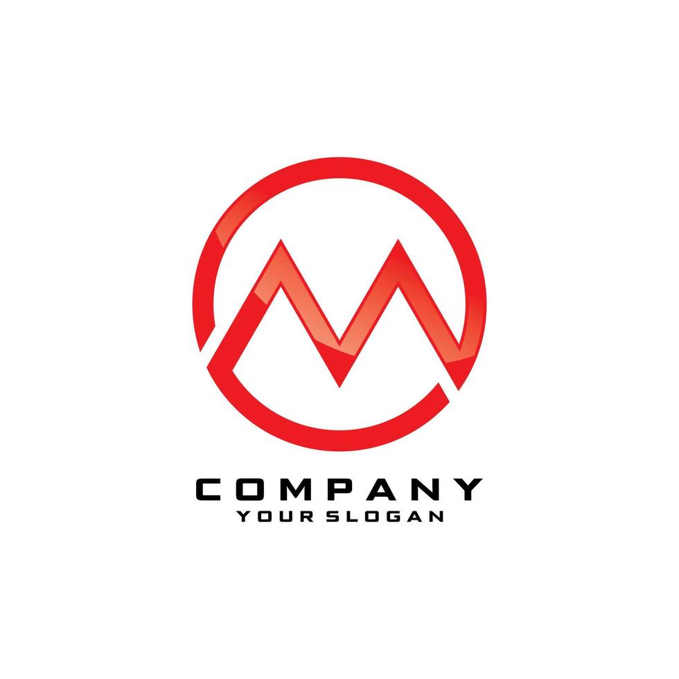 Round M Symbol Logo Template Vector