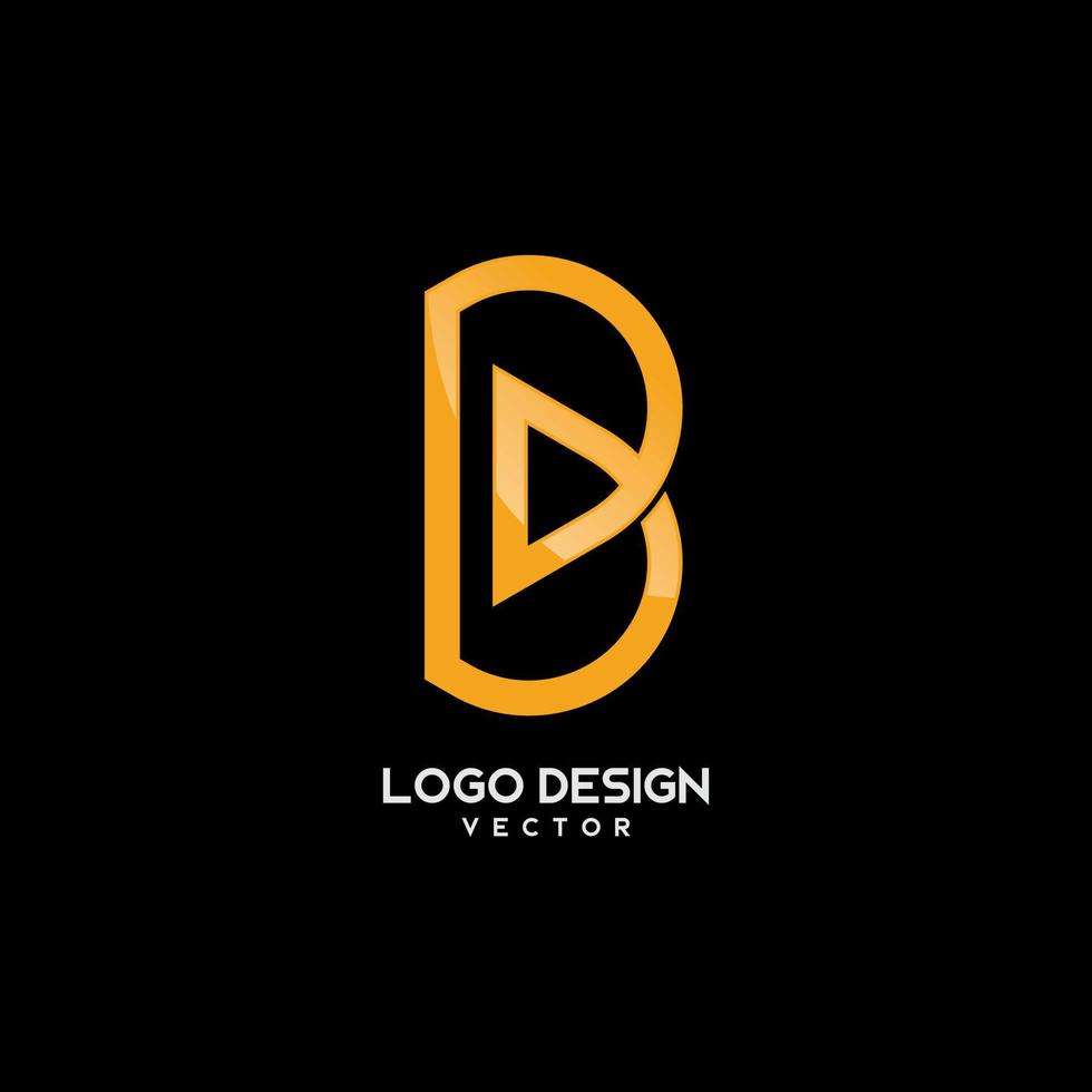 Gold Monogram B Letter Logo Design vector