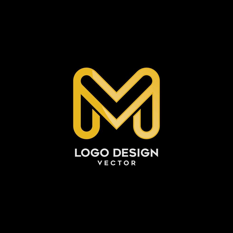 Gold Monogram M Letter Logo Design vector