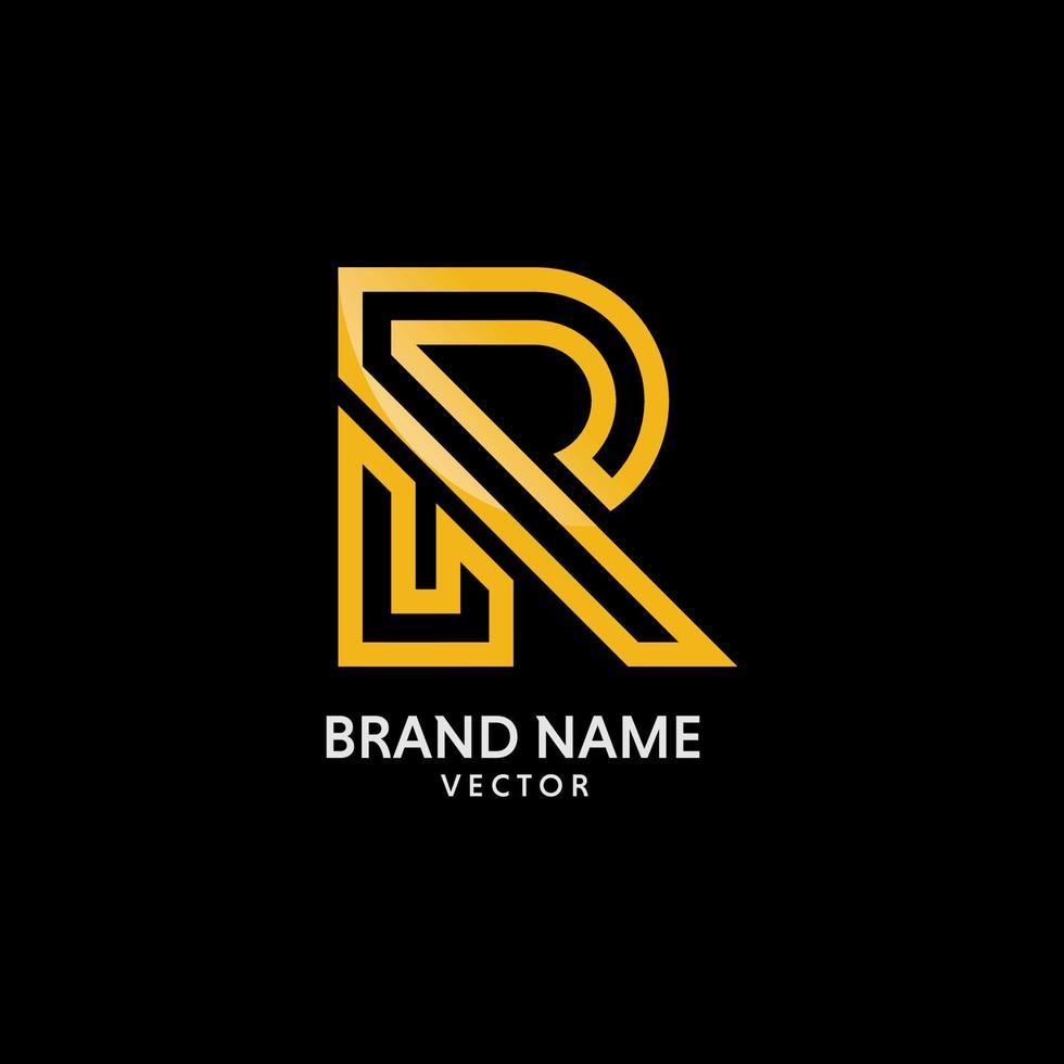 Gold R Symbol Logo Template Vector