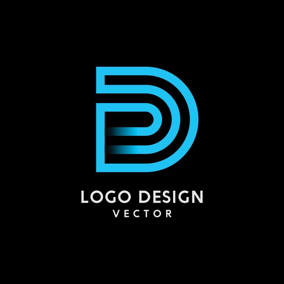D Letter Typography Logo Design vector