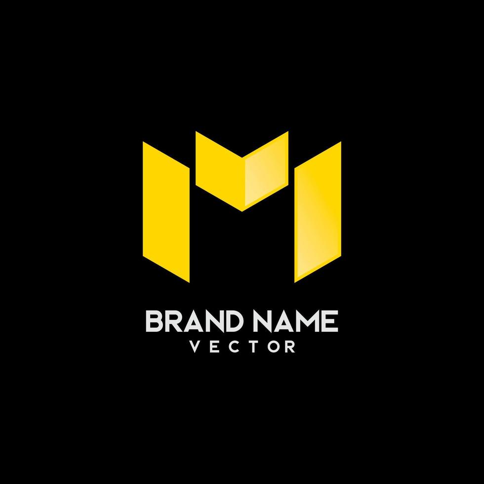 Letter M Gold Icon Logo vector