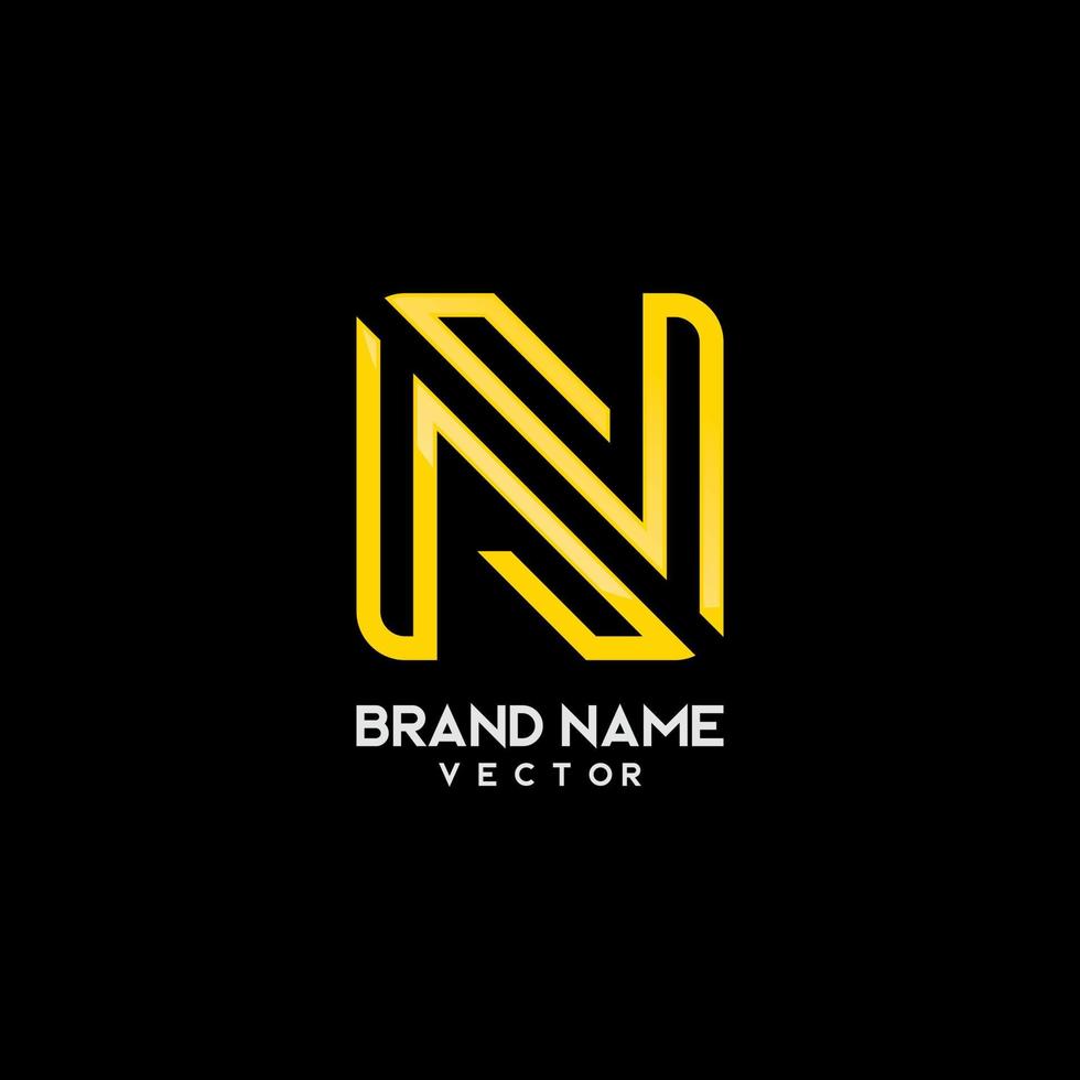 Gold Monogram N Symbol Logo Template vector