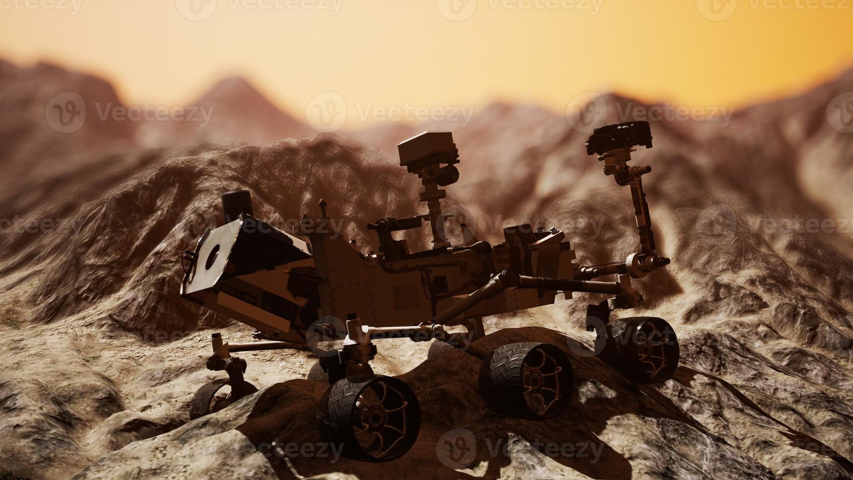 Curiosity Mars Rover exploring the surface of red planet photo
