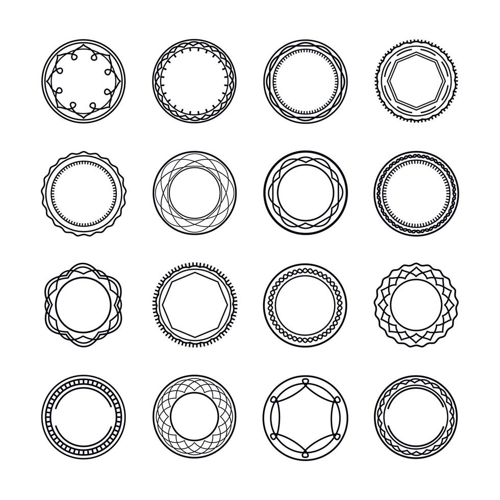 ornamento del logotipo de la insignia circular de línea vector