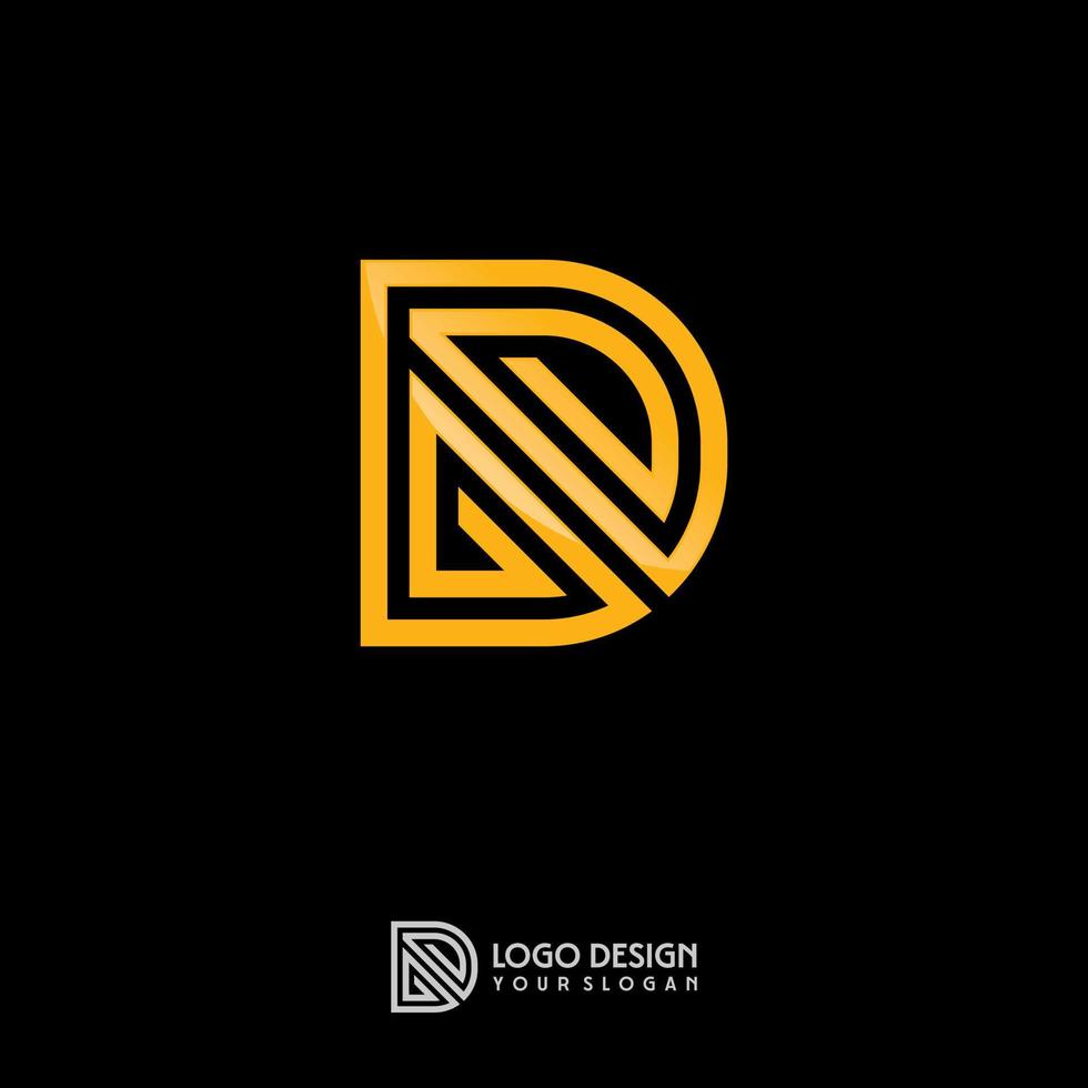 plantilla de logotipo de letra d monograma dorado vector