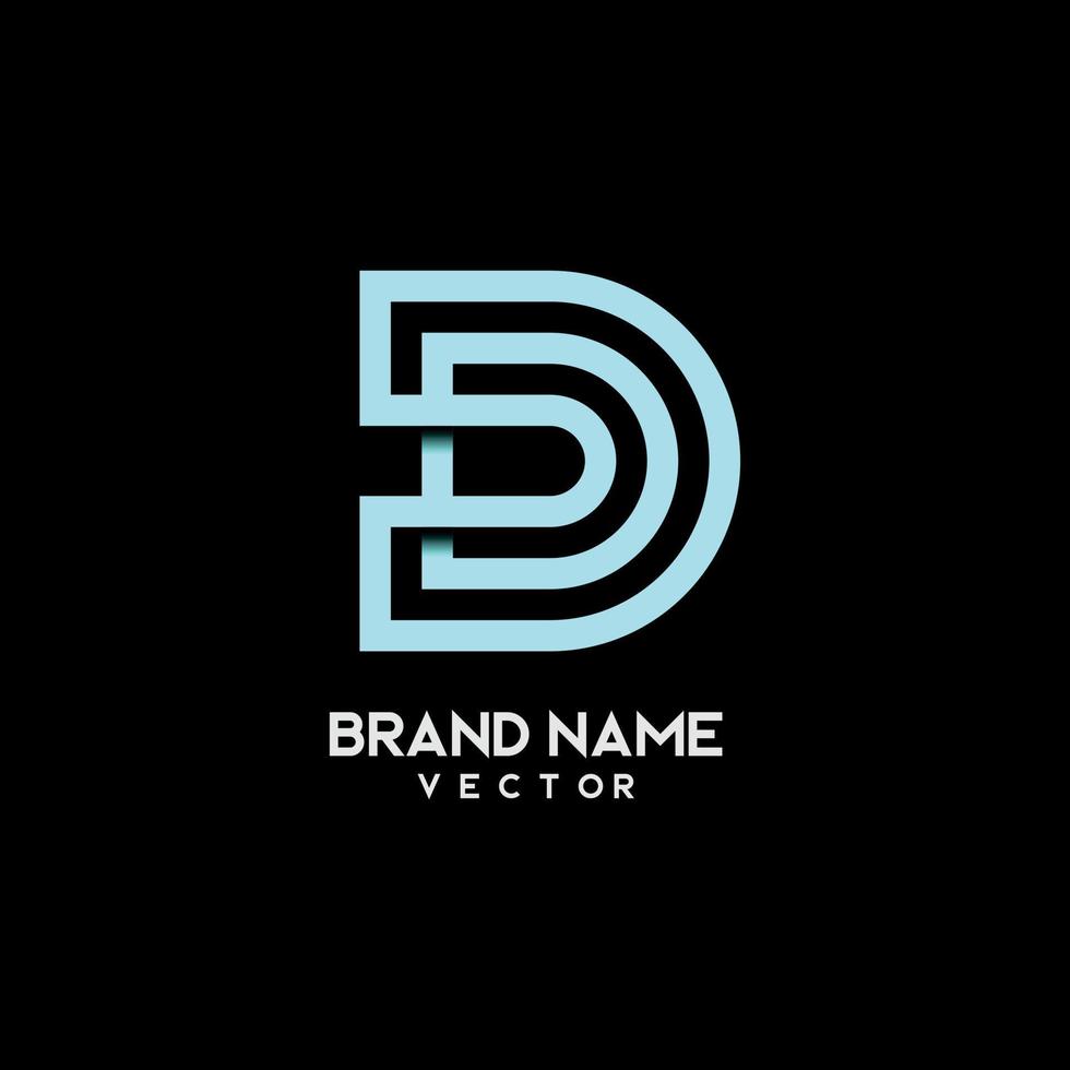 línea arte tipografía d símbolo diseño de logotipo vector