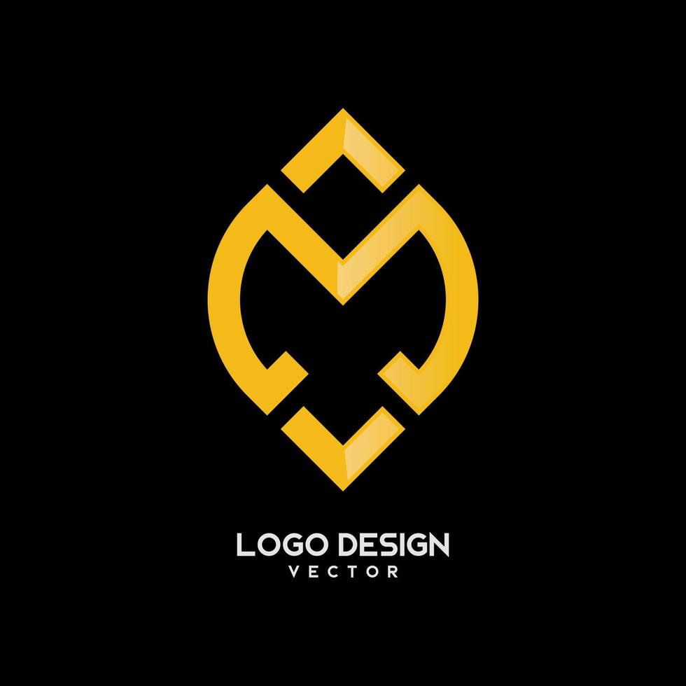 M Symbol Gold Monogram Logo Design vector