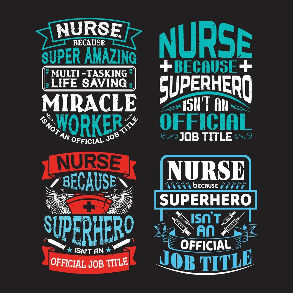 Nurses typographic saying design bundle vector. vector
