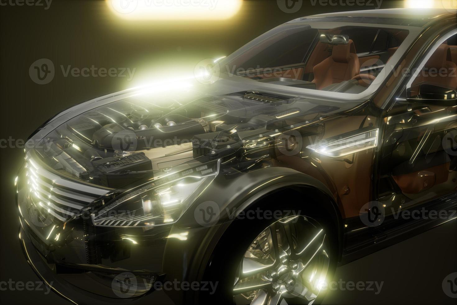 engine and other parts visible in car photo