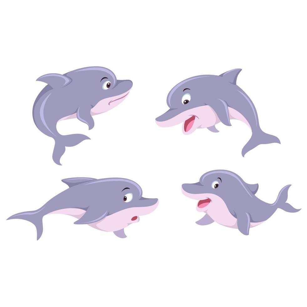 Dolphin fish set vector clipart design