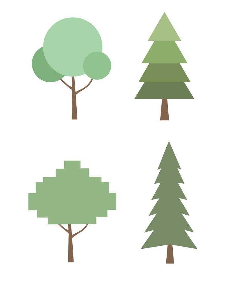 árbol verde conjunto vector clipart diseño