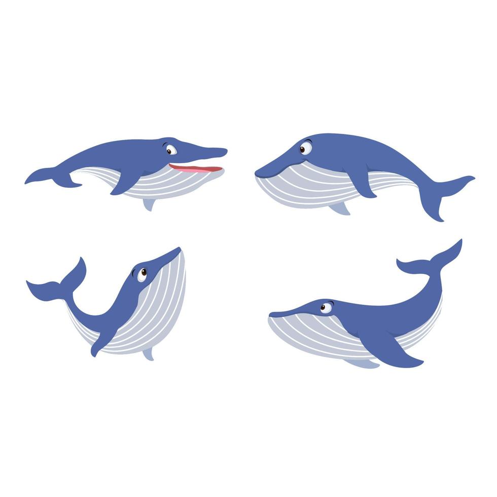 Whale fish set vector clipart design