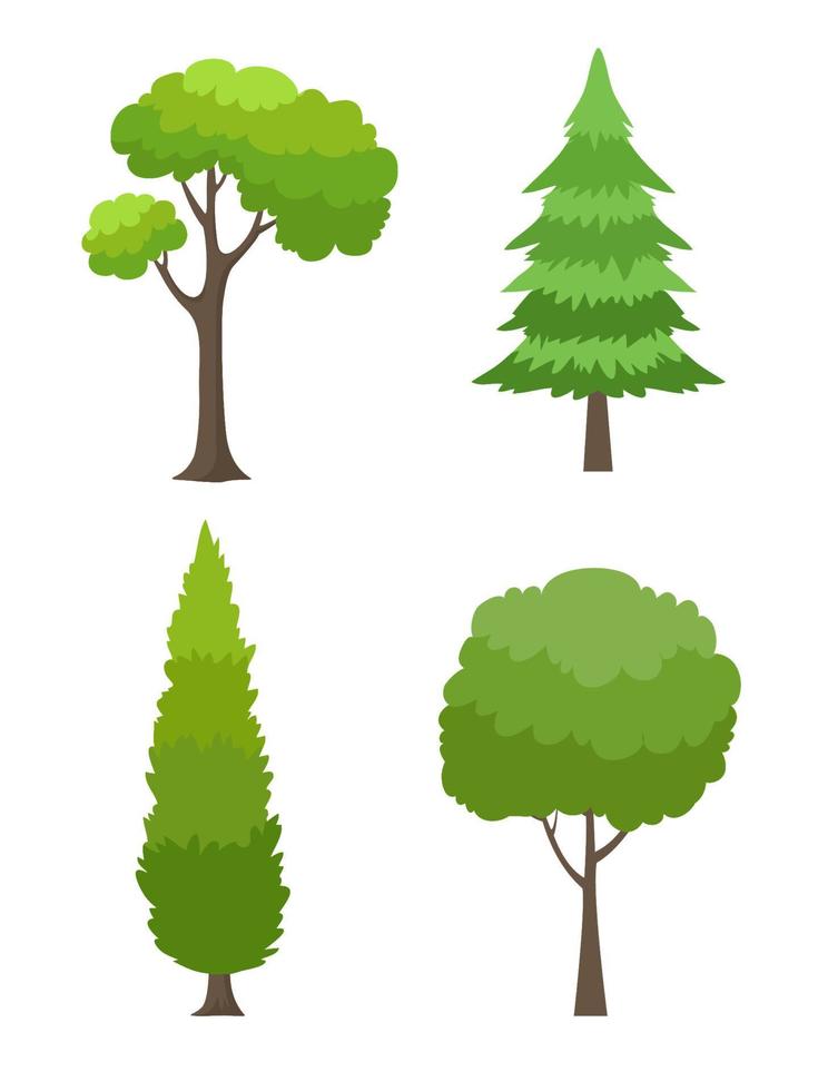 árbol verde conjunto vector clipart diseño