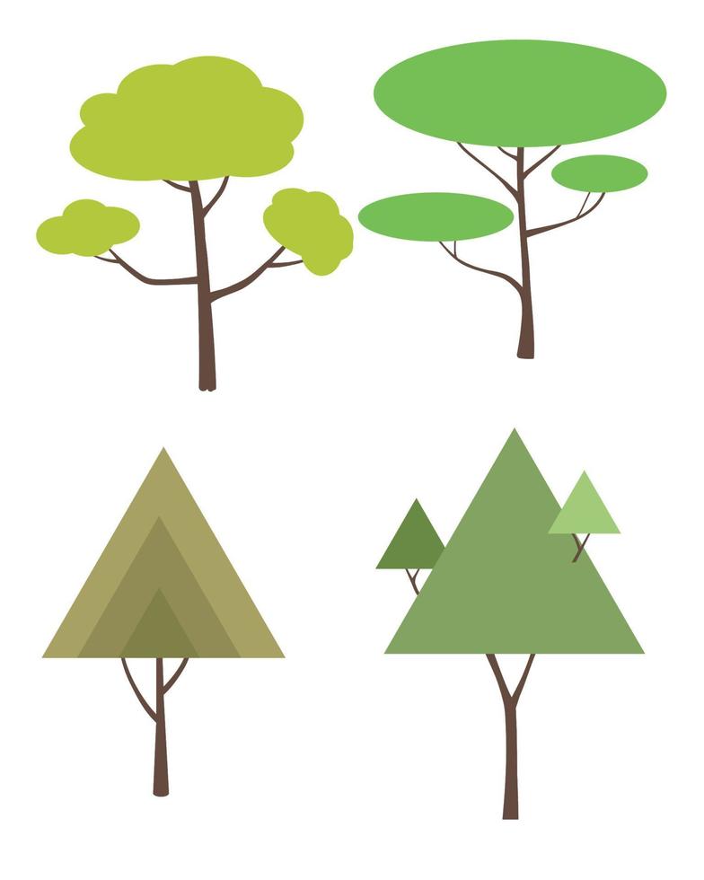 árbol verde conjunto vector clipart diseño