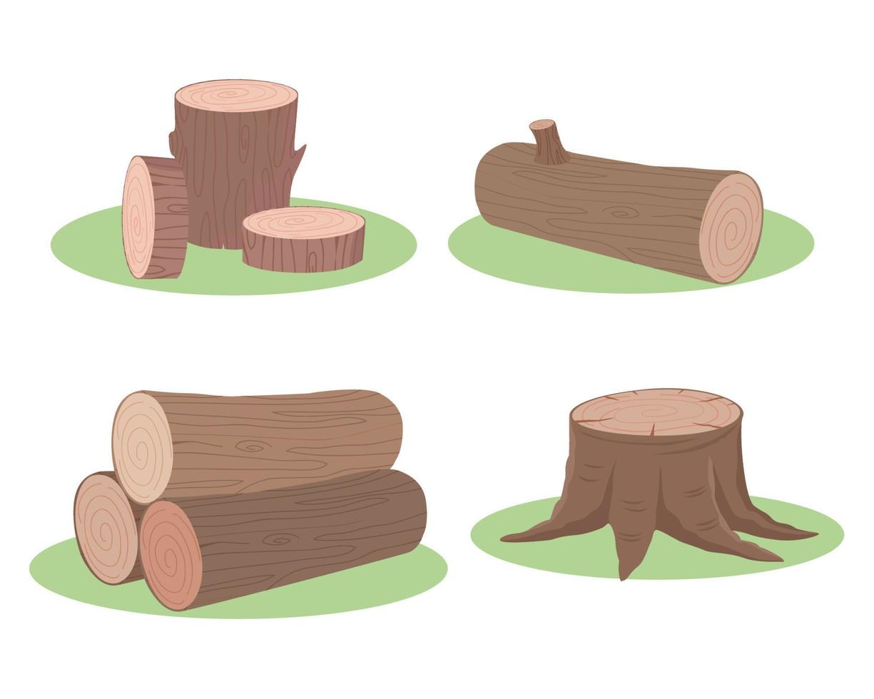 Log vector clip art set