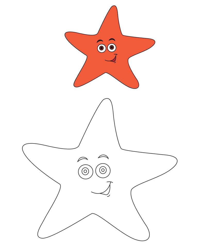 Starfish lineart vector clipart set