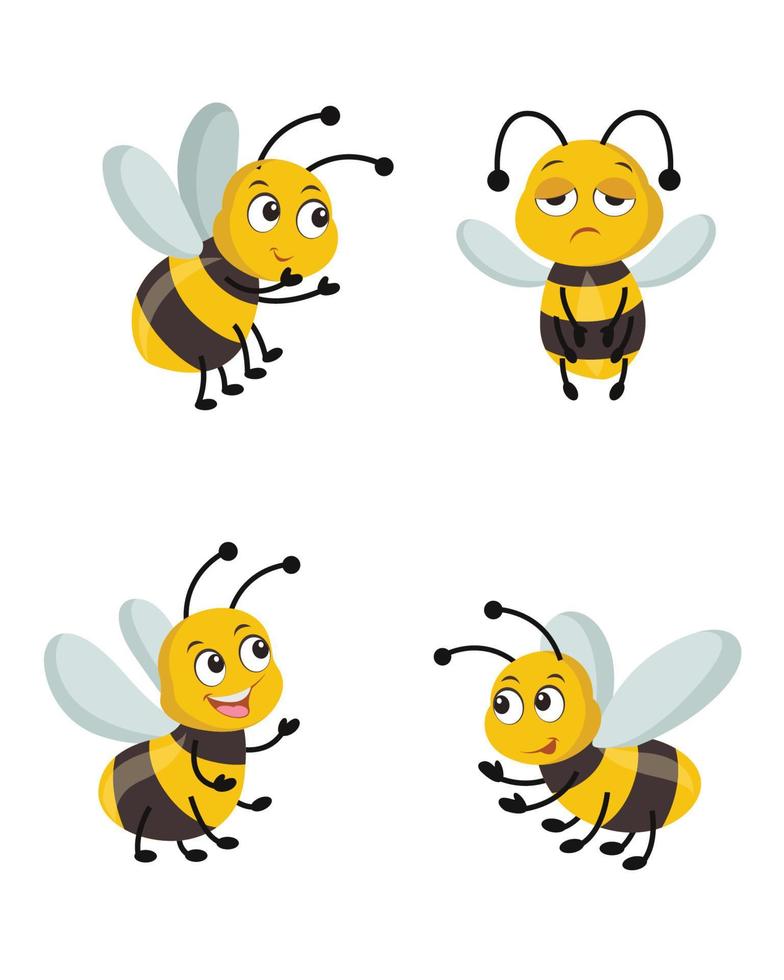 Bee colorful vector clipart set