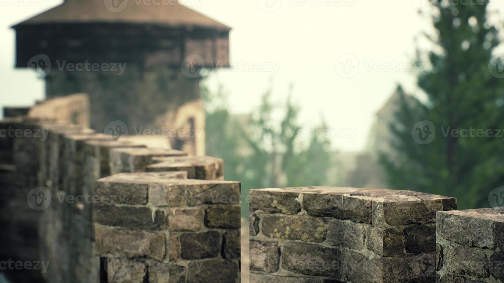 old castle walls at the sunset photo