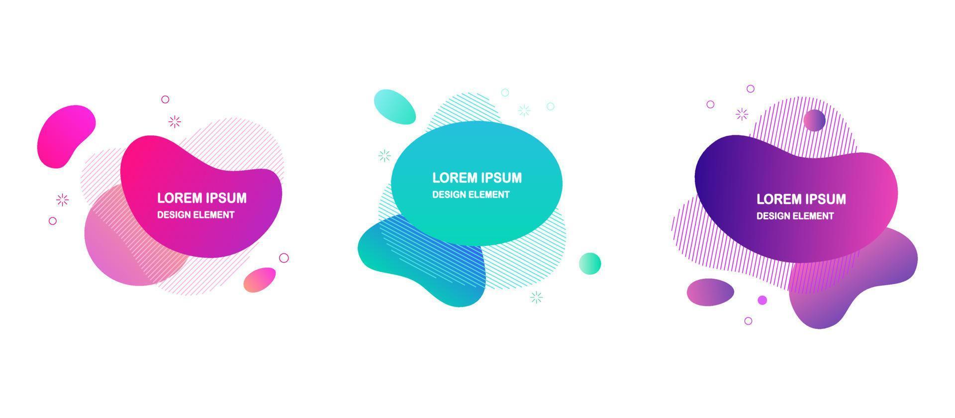 Set of abstract liquid shape isolated on white background. Gradient banner with fluid forms, wave, lines. Modern logo. Vector design