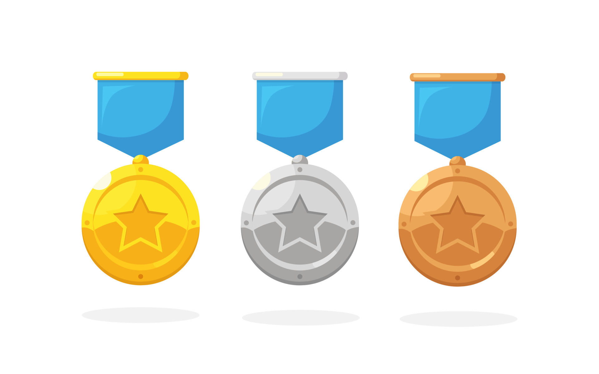 Medallas Olímpicas De Oro, Plata Y Bronce, Conjunto De Vectores De Premios  De Honor Ganadores. Medalla Para El Ganador, Ilustración De Medallas De  Trofeo. Ilustraciones svg, vectoriales, clip art vectorizado libre de
