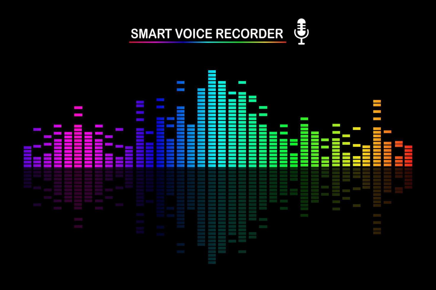 Sound audio wave from equalizer. Music frequency in color spectrum. Vector flat design