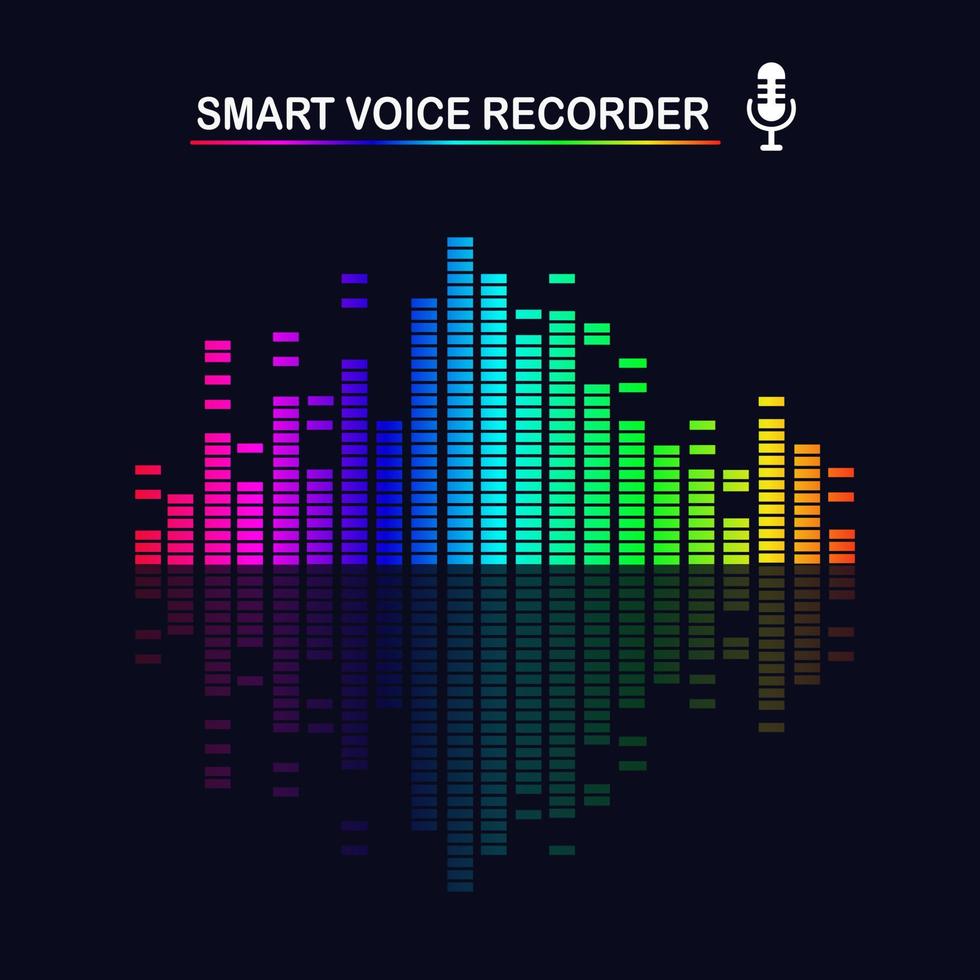 Sound audio wave from equalizer. Music frequency in color spectrum. Vector flat design