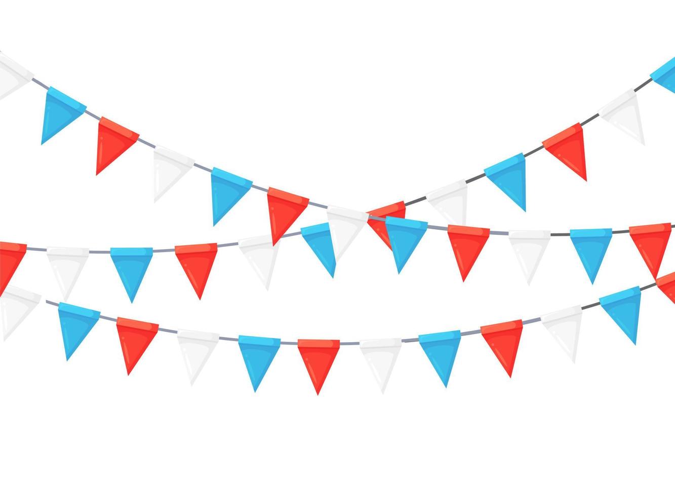 Banner with garland of colour festival flags and ribbons, bunting. Background for celebrate happy birthday party, carnaval, fair. Vector flat design