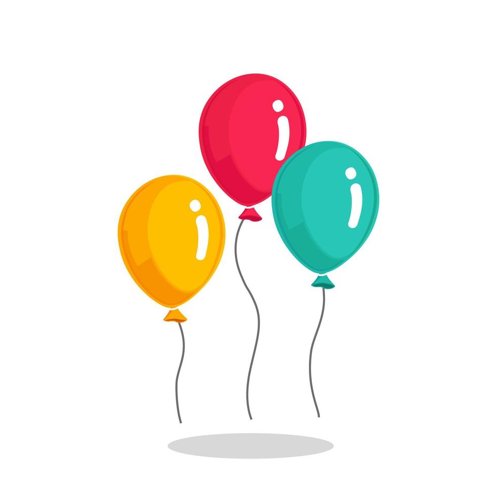 montón de globos de helio, bolas de aire voladoras aisladas en fondo blanco. feliz cumpleaños, concepto de vacaciones. decoración de fiesta diseño de dibujos animados de vectores