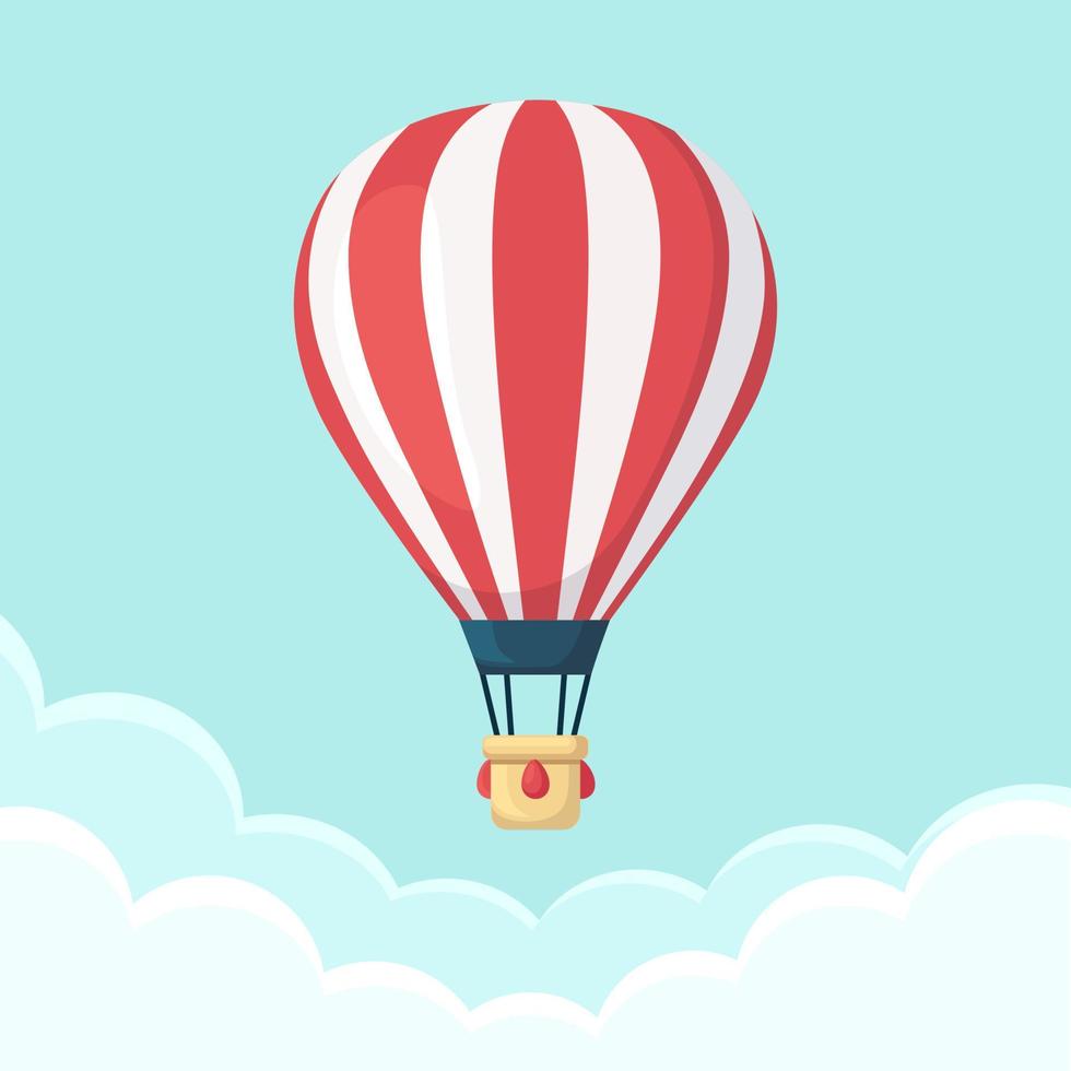 Hot air balloon flying in sky vector