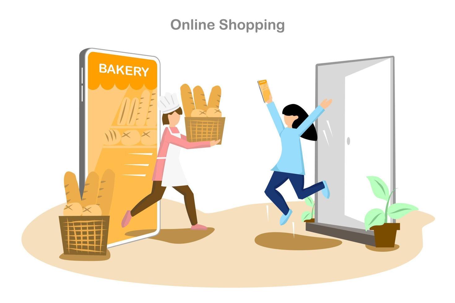 Online shopping using a smartphone vector