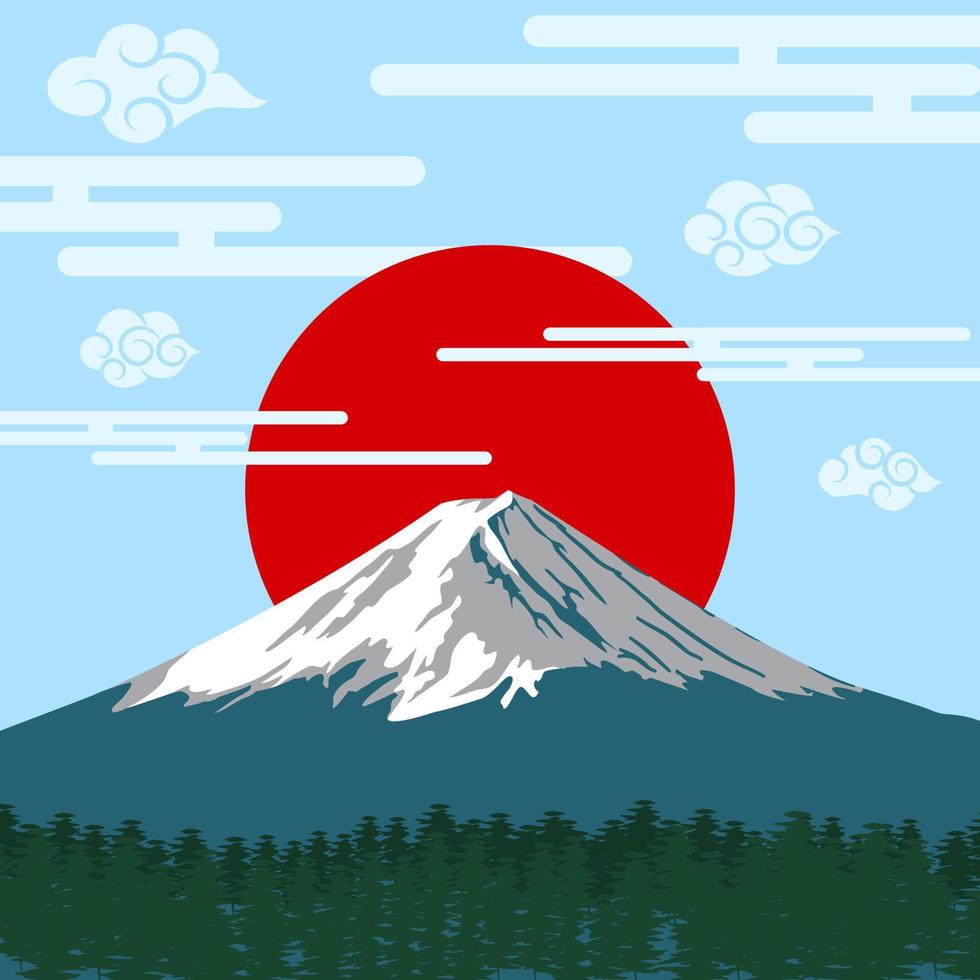 japón arte mt.fuji con nube vector