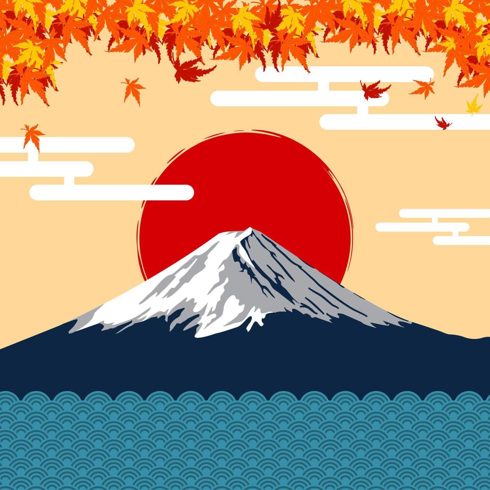 the mountain fuji in winter vector