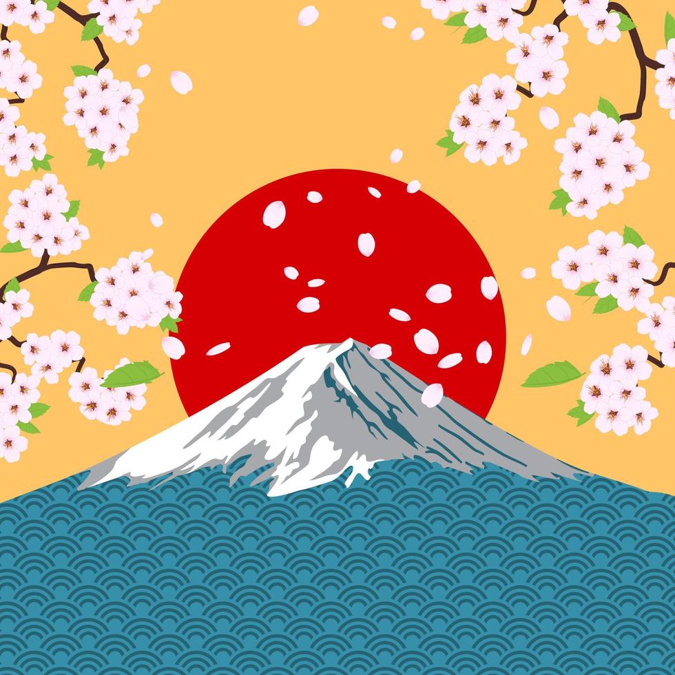 the mountain fuji in winter vector