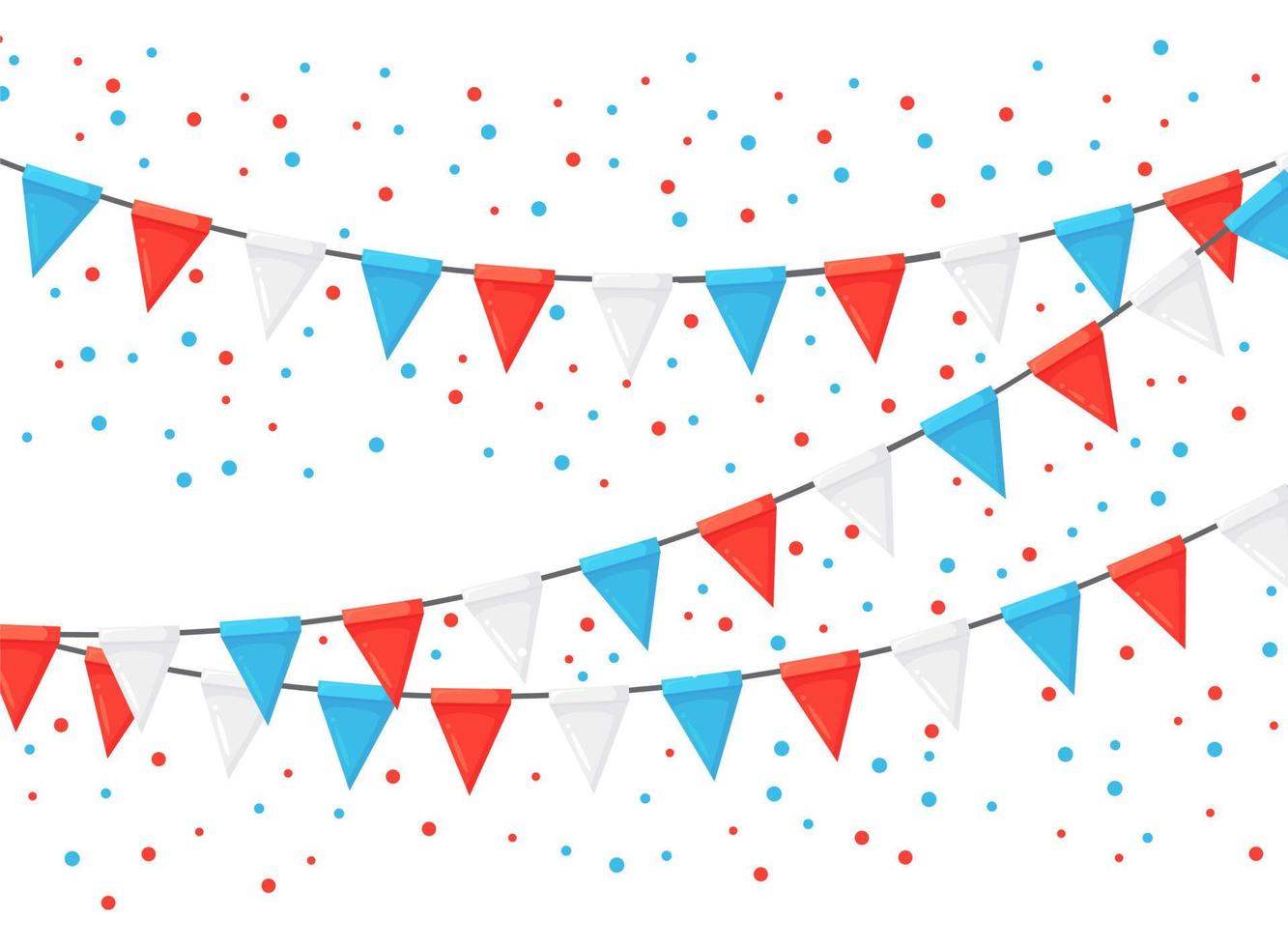 Banner with garland of colour festival flags and ribbons, bunting. Background for celebrate happy birthday party, carnaval, fair. Vector flat design