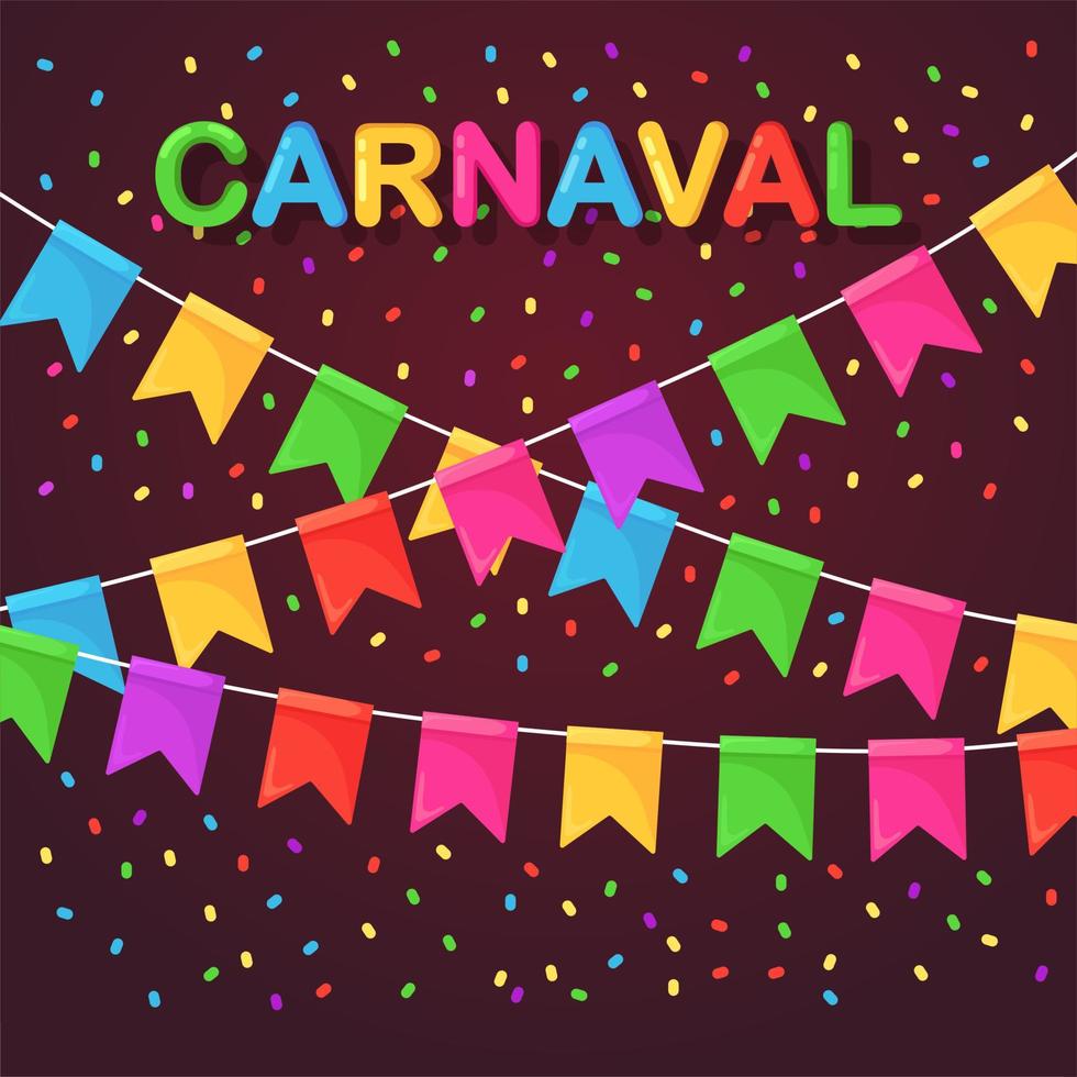 Banner with garland of colour festival flags and ribbons, bunting. Background for celebrate happy birthday party, carnaval, fair. Vector flat design