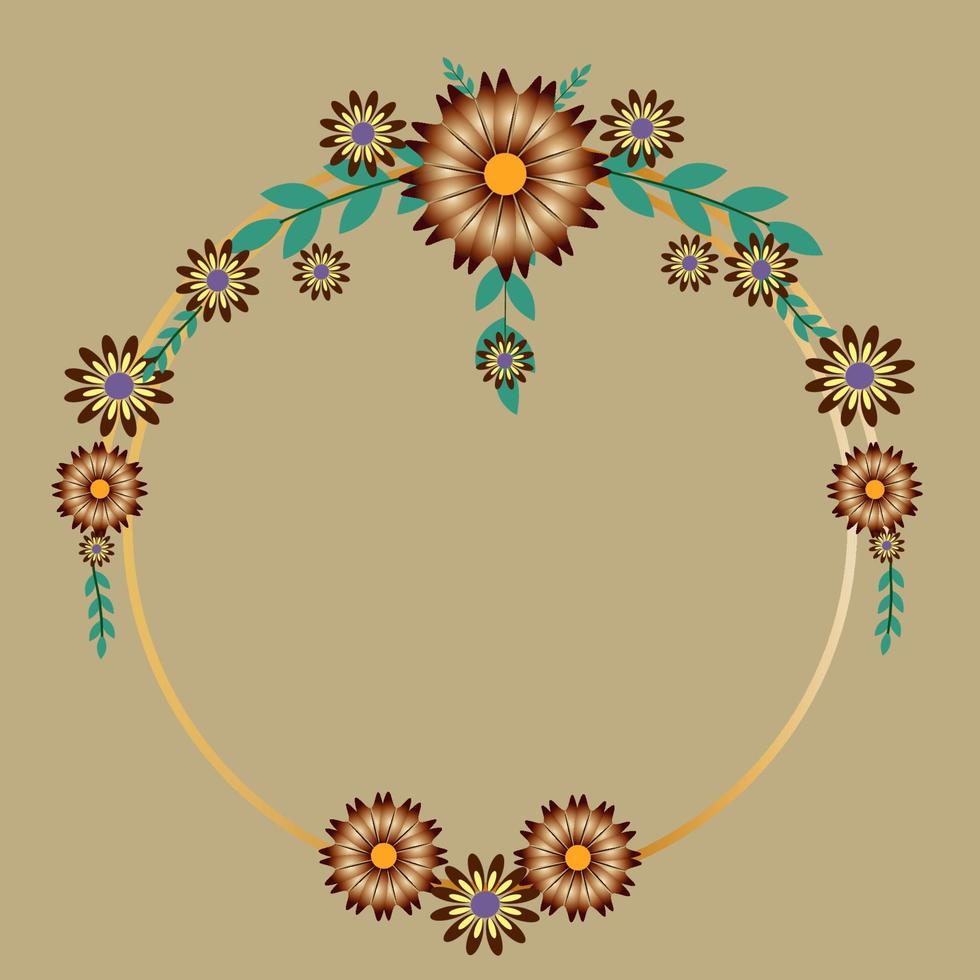 Circle Flowers Frame vector