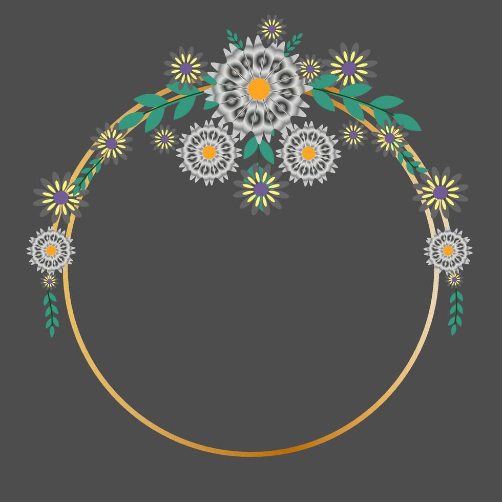 Circle Flowers Frame vector