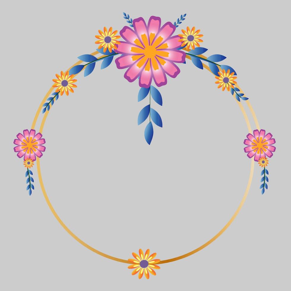 Circle Flowers Frame vector