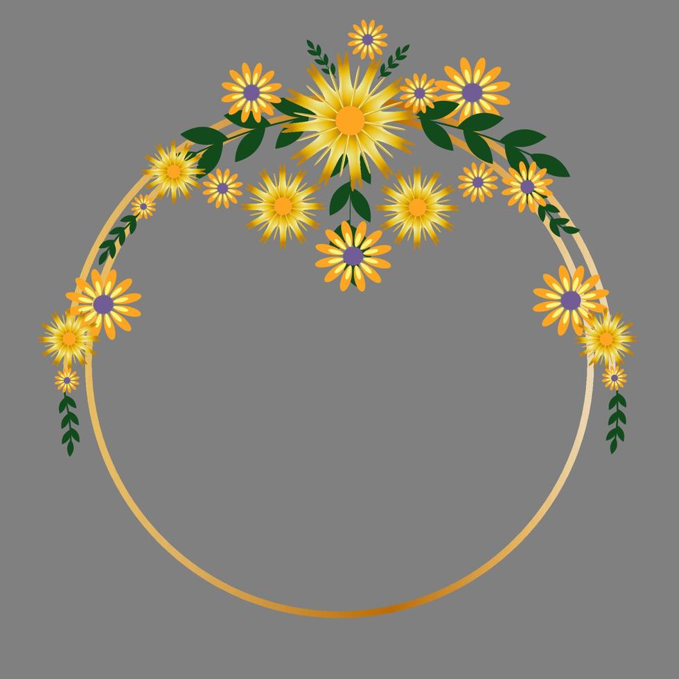 Circle Flowers Frame vector