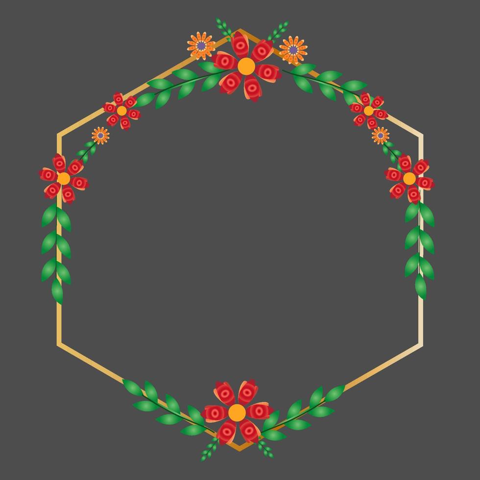 Flowers Hexagon Frame vector