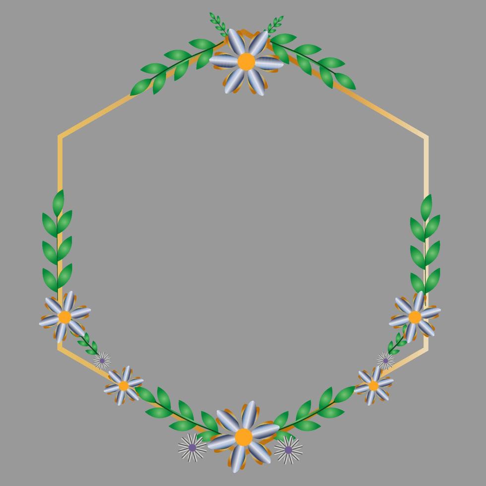 Flowers Hexagon Frame vector