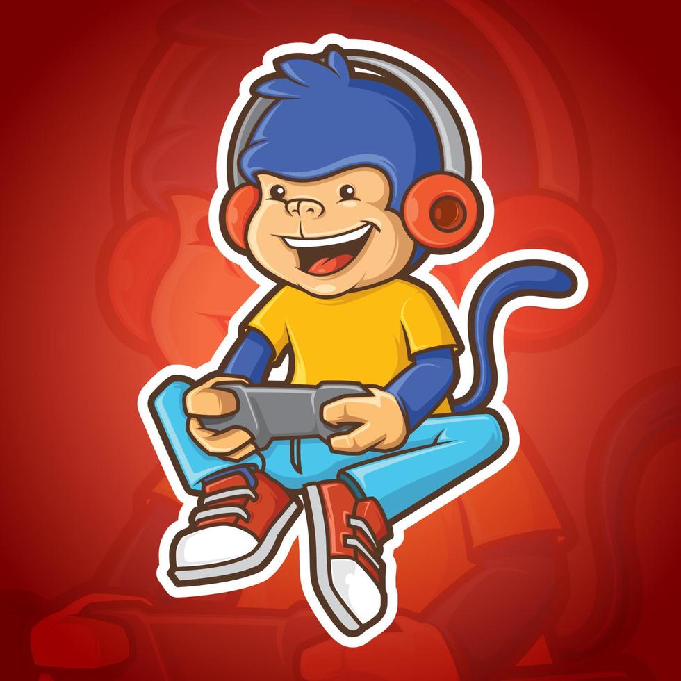 Mascot of Monkey Gamer vector