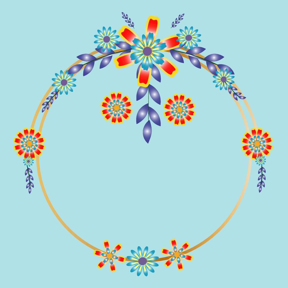 Circle Flowers Frame vector