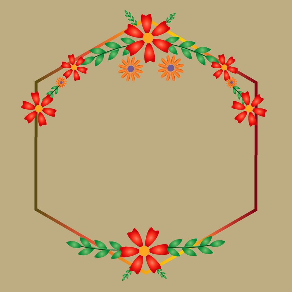 Flowers Hexagon Frame vector