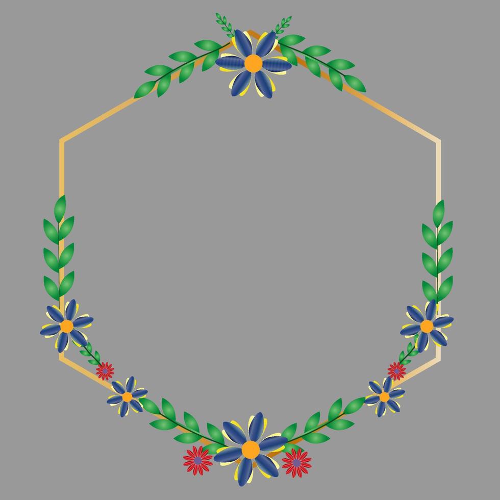 Flowers Hexagon Frame vector