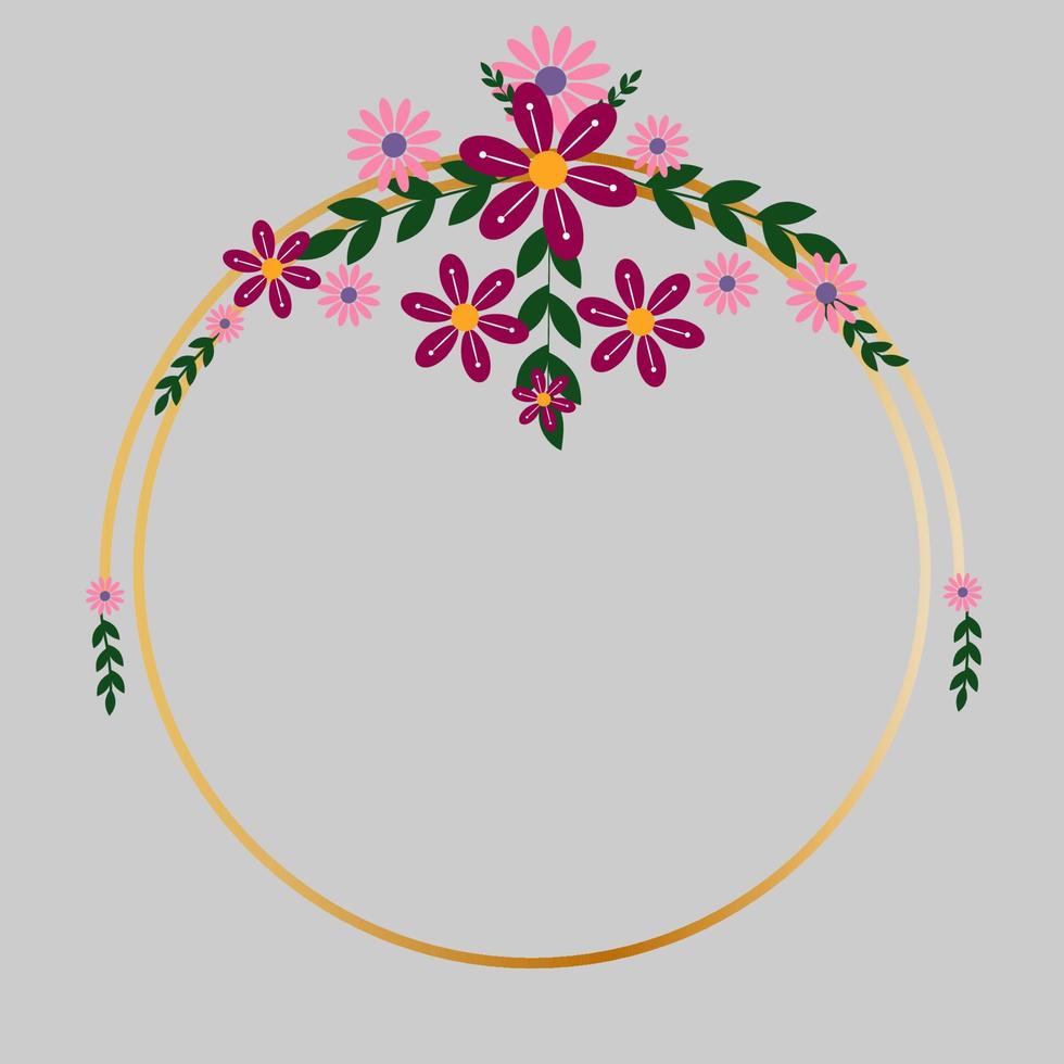 Circle Flowers Frame vector