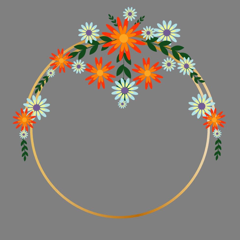 Circle Flowers Frame vector