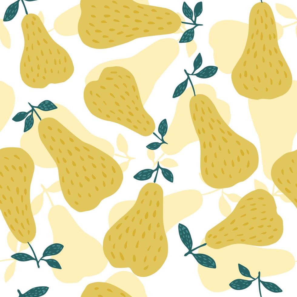 Sweet yellow pear seamless pattern. Funny design vector